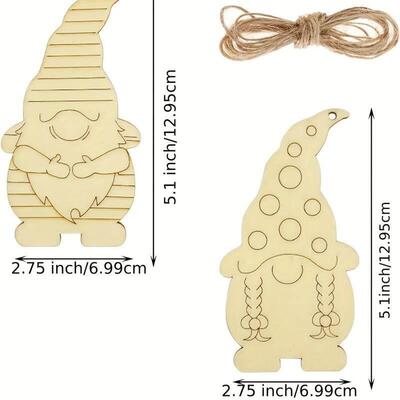 12Pcs Christmas Wooden Gnome Hanging Ornaments Unfinished Wo
