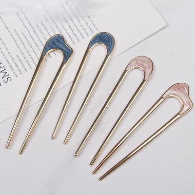 Shell Hairpin Metal U Shaped Hair Pins Hair Fork U French Ha