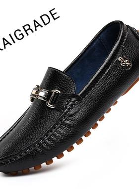 正品024款豆豆鞋男真皮软底白色闲男士休皮鞋韩版懒人新鞋2驾车男