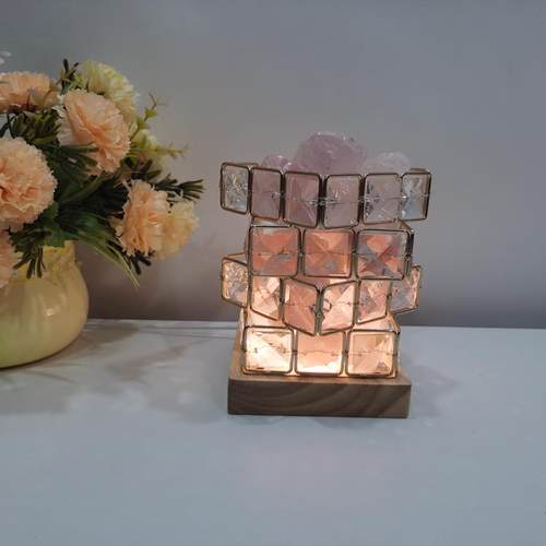 正品层薰魔方奢水晶台灯轻实木扩香石卧室网红四ins少女香精油床