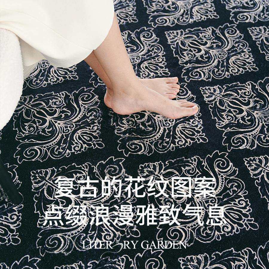 中古卧室边地毯ltao7443复客厅沙发前茶几毯法式床古床脚垫加厚地