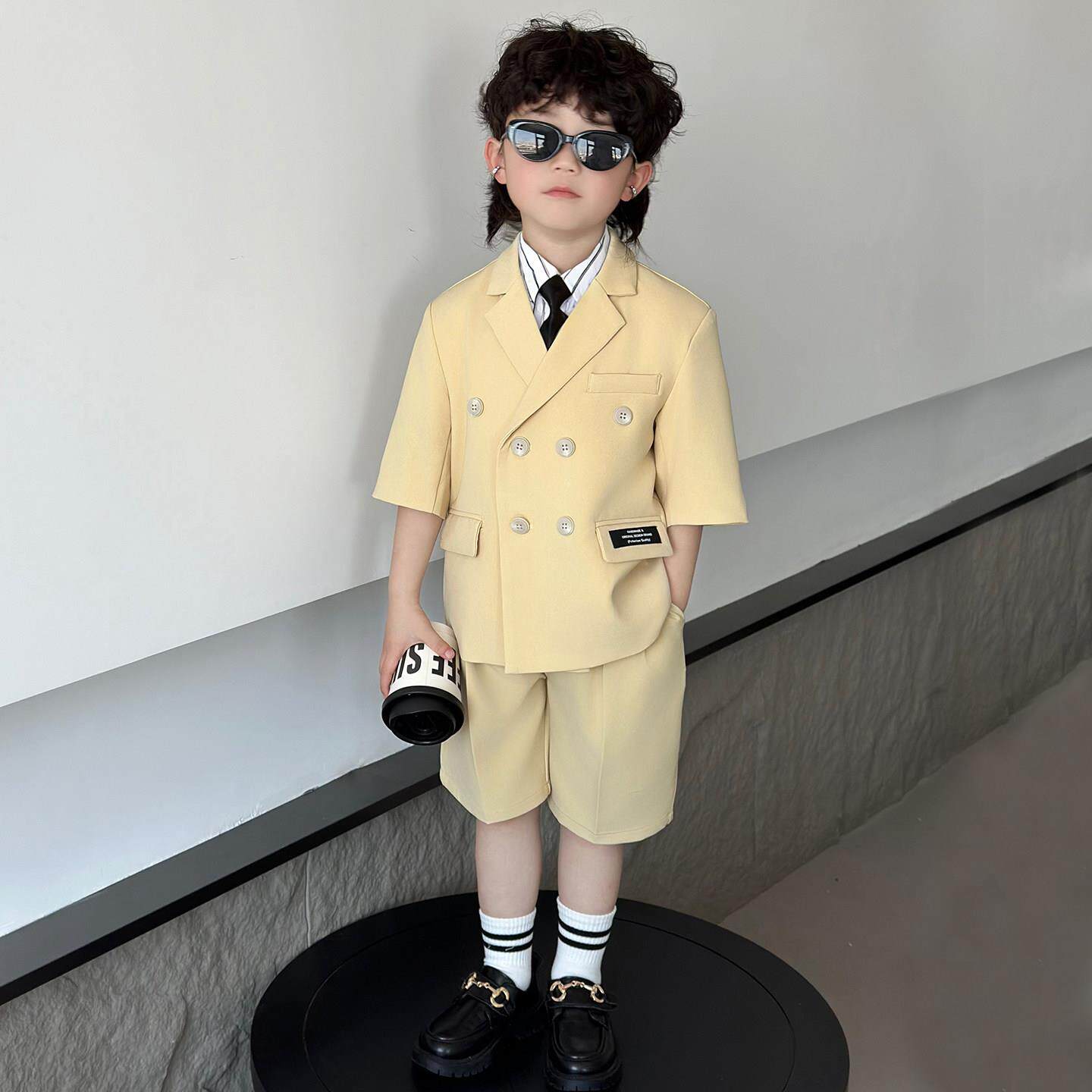 儿童西装套装学院风男童主持人礼服花童婚礼西服夏季男孩演出服装