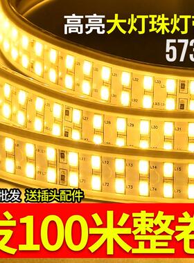 100米装led灯带条户外防水室外超亮三色变色黄暖光白光蓝220v泉熔