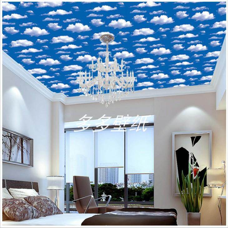 防水房顶屋顶天花板贴纸装饰墙纸pvc壁纸自粘天空贴画出租屋10米
