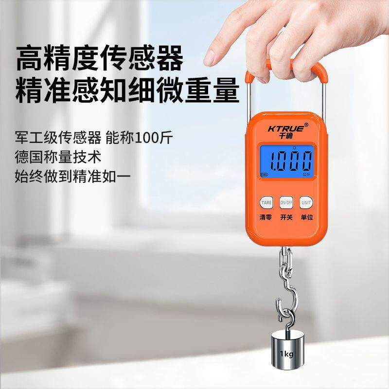 手提电子秤便携式快递行李称小型50KG弹簧挂钩称鱼器买菜随身精准