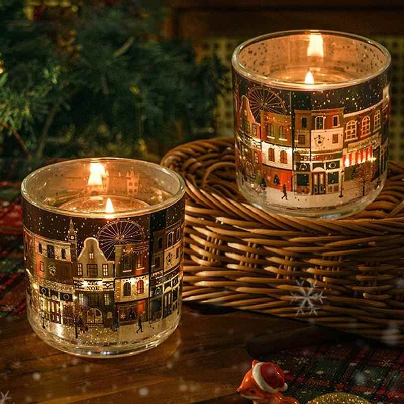 圣诞香薰蜡烛伦敦街景莎平替款香薰蜡烛光感电子蜡烛圣诞蜡烛玛