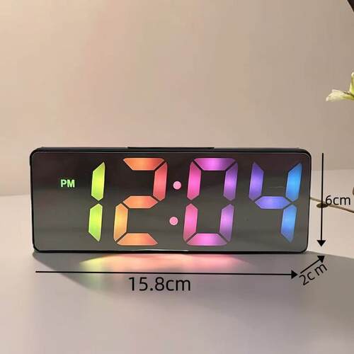 夜光镜时钟在桌面时钟时间表表装饰Led数字显示数字闹钟