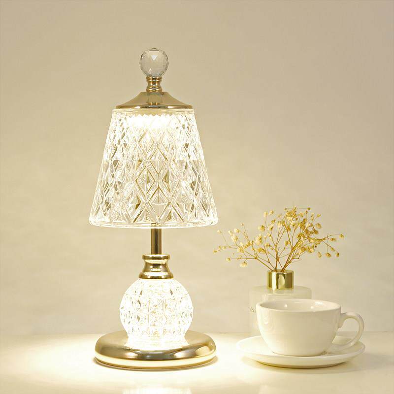 水晶台灯卧室床头柜灯轻奢2025新款高级感主卧高端氛围充电小夜灯
