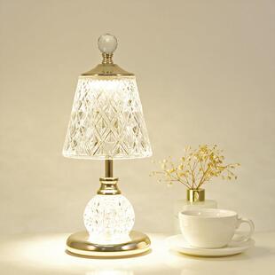 水晶台灯卧室床头柜灯轻奢2025新款高级感主卧高端氛围充电小夜灯