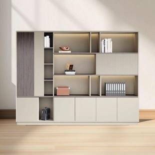 靠墙柜落地柜办物公室书柜背景文件PMO柜子木质资料柜收纳柜储柜