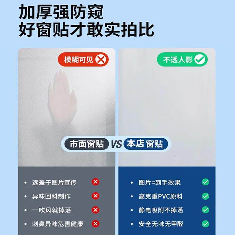 磨砂静电玻璃贴膜遮光不透明浴室卫生间移门防走光窗户贴纸防窥视