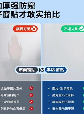 磨砂静电玻璃贴膜遮光不透明浴室卫生间移门防走光窗户贴纸防窥视