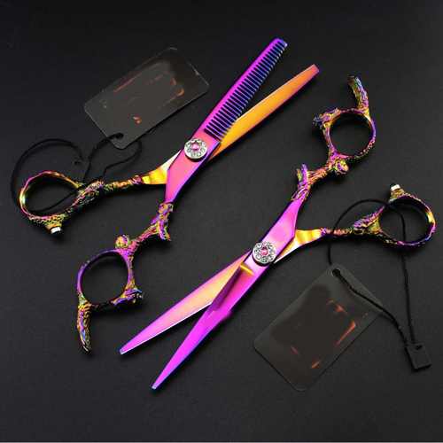 6.0寸  粉色怪龙柄 美发剪刀 理发剪 平剪  牙剪 打薄XL2-0401