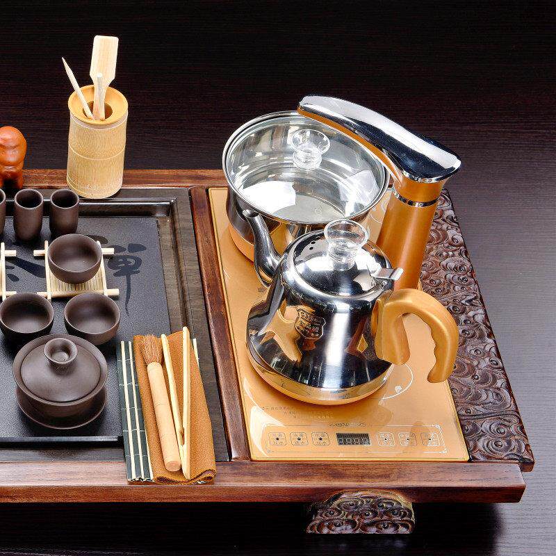 一体电磁炉功夫茶壶茶盘烧水壶全自动上水泡茶具套装茶台客厅家用