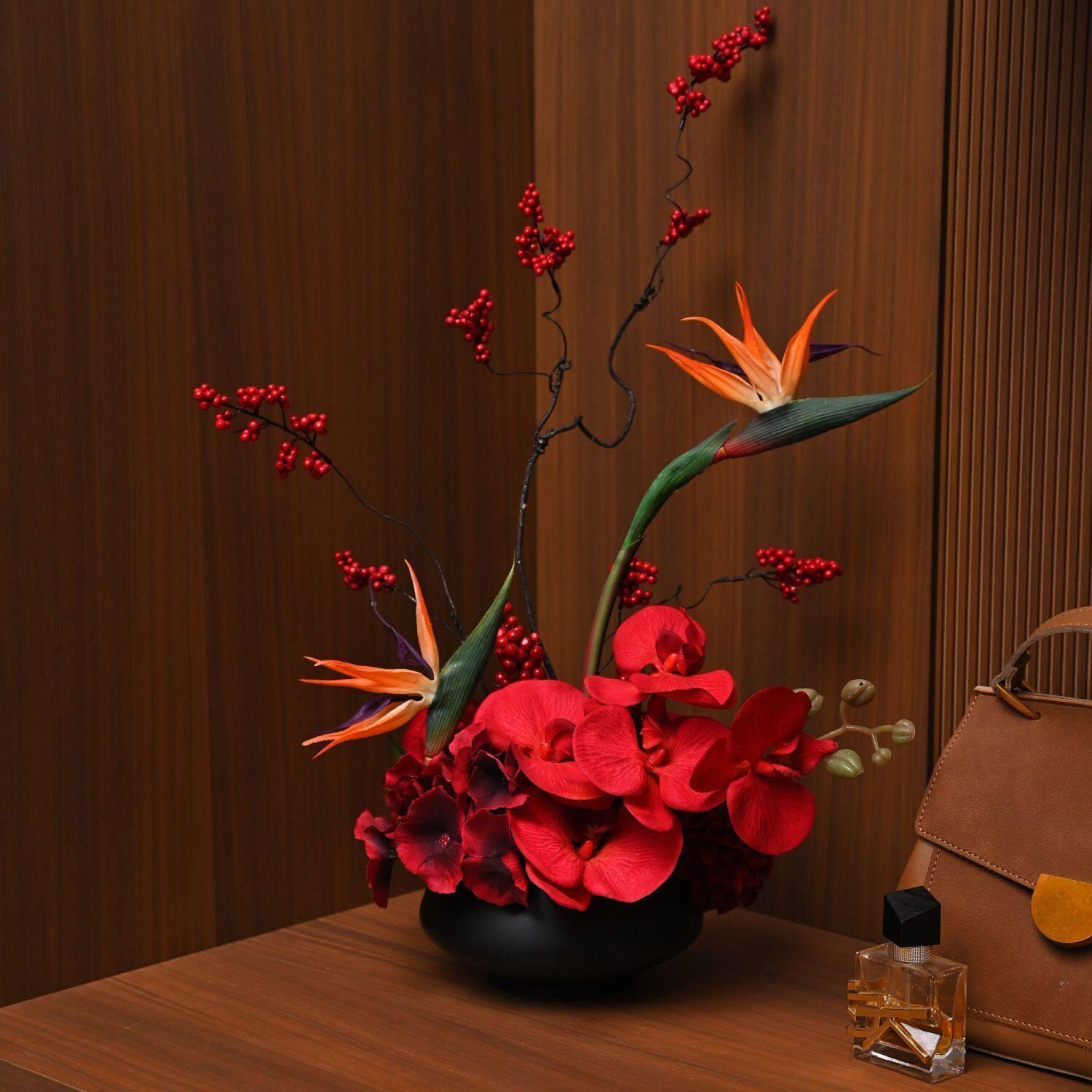高档酒店餐桌花花艺仿真花假花客厅摆设装饰圆桌结婚摆件婚房布置