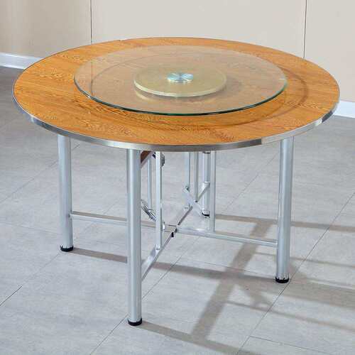 3YV5大圆桌圆桌面玻璃转盘折叠桌架餐桌饭桌食堂家用宴席酒店圆形