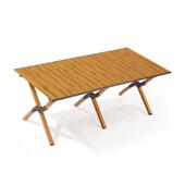 户外便携木纹折叠蛋卷桌 6人便携旅游桌面多功能加厚双层露营桌