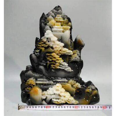 高档仿天原然独山观赏石迎客松山玉摆件玉石雕刻玉器石水工艺品大