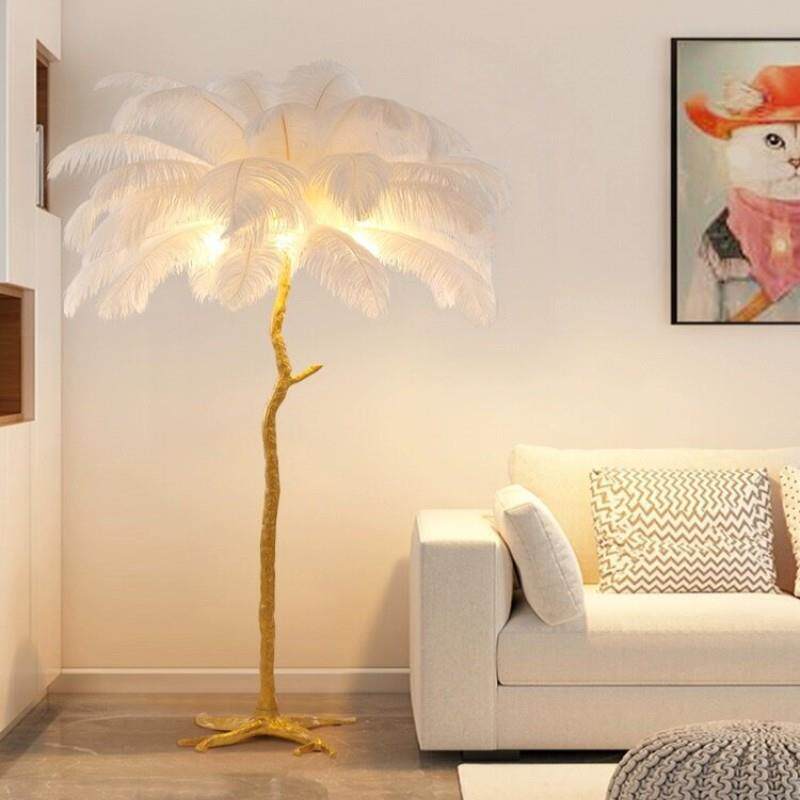 客厅展卧室羽毛落地灯式网红478直播氛围装饰灯间酒店法厅立式台