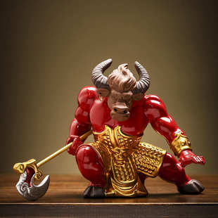 配件创意牛气装饰冲天宠牛魔王茶家居紫砂陶瓷混世客厅摆件茶盘