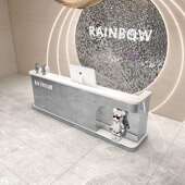 现代简约轻奢不锈钢收银台院吧台服装 店小型柜台公司接待前台