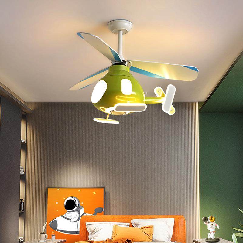 飞机灯儿童房吊灯无品牌/男扇女孩卧室灯儿童吸孩顶风灯吊家用扇
