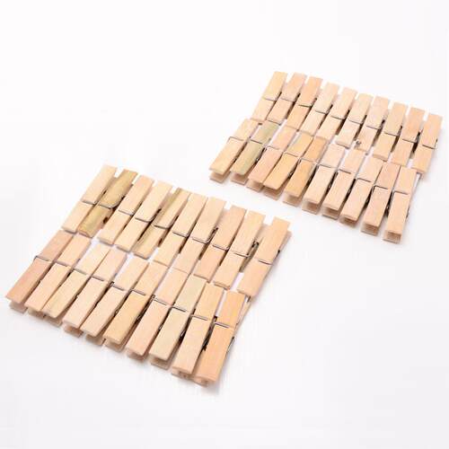 Pack of 20 Bamboo Clothespins, Wind-Resistant Clips for Dryi