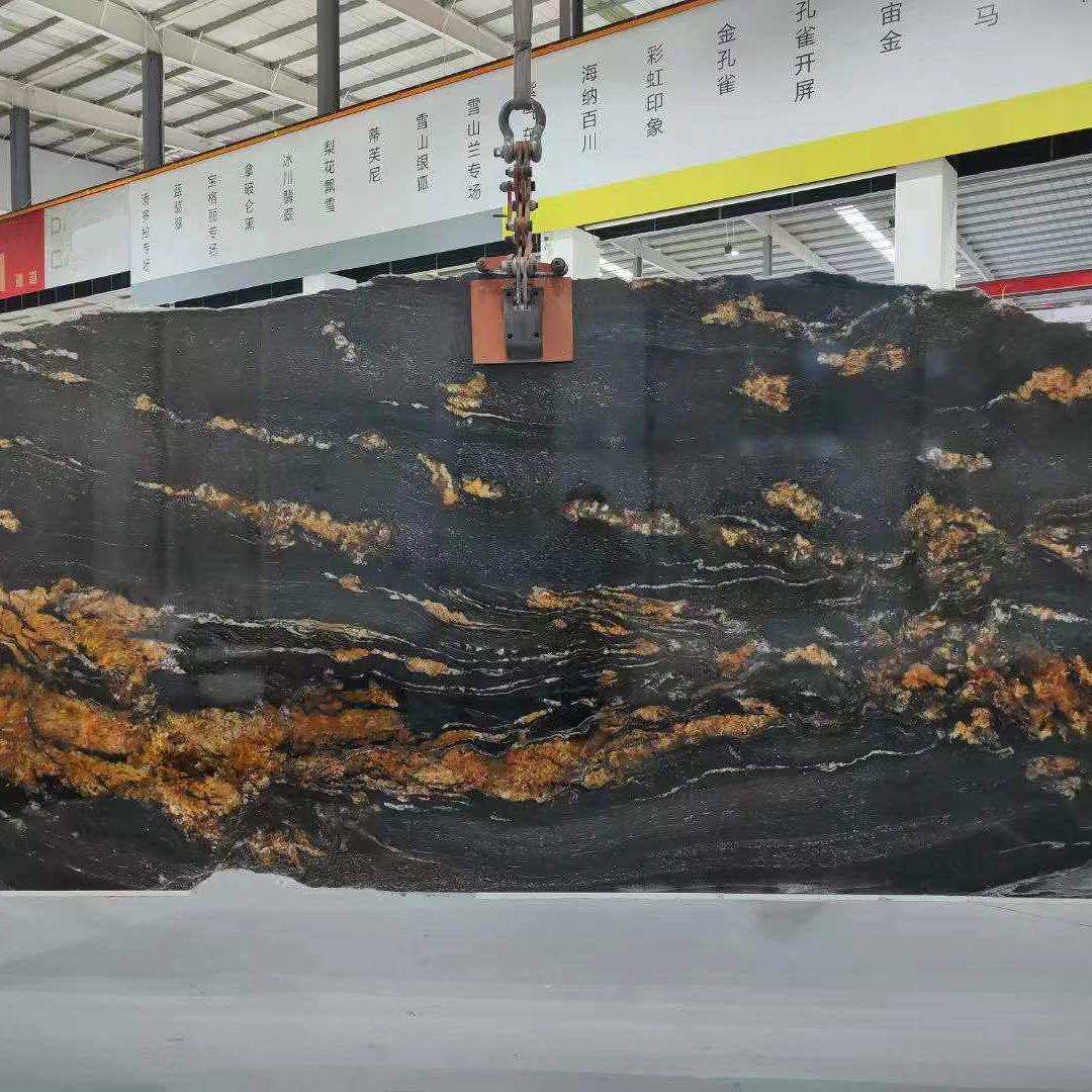 黑金刚大理石奢石玄关墙面装饰 轻奢石材桌面餐台面板大理石