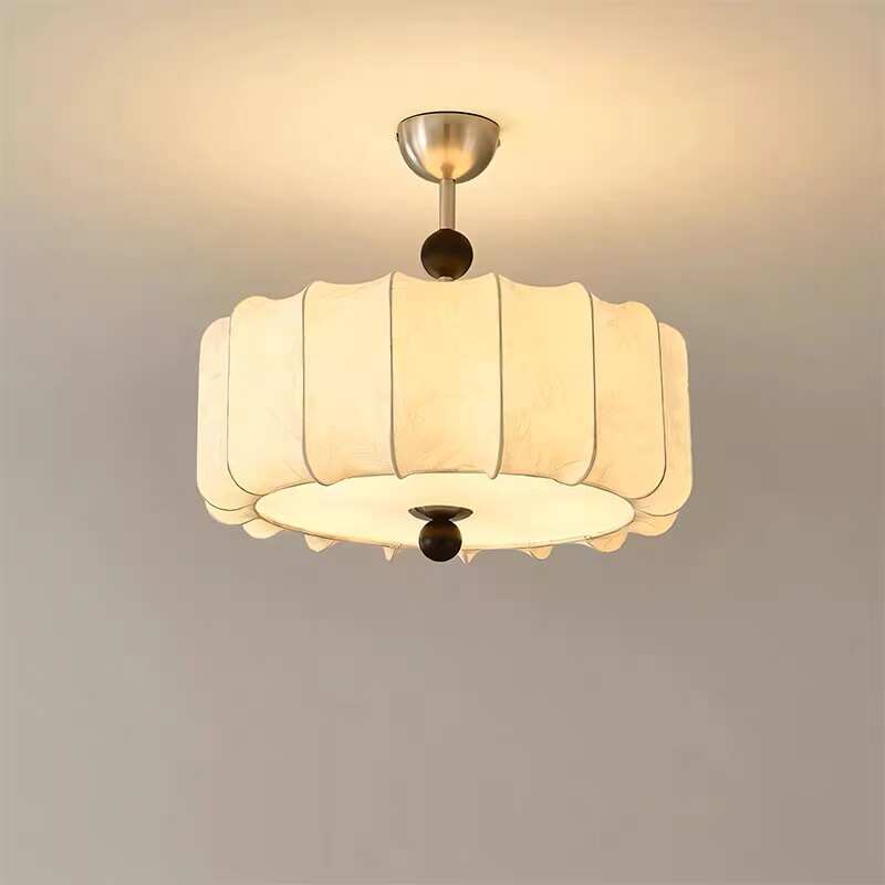 法式中古南洋风卧室吸顶灯美式复古书房客厅创意布艺印花入户吊灯