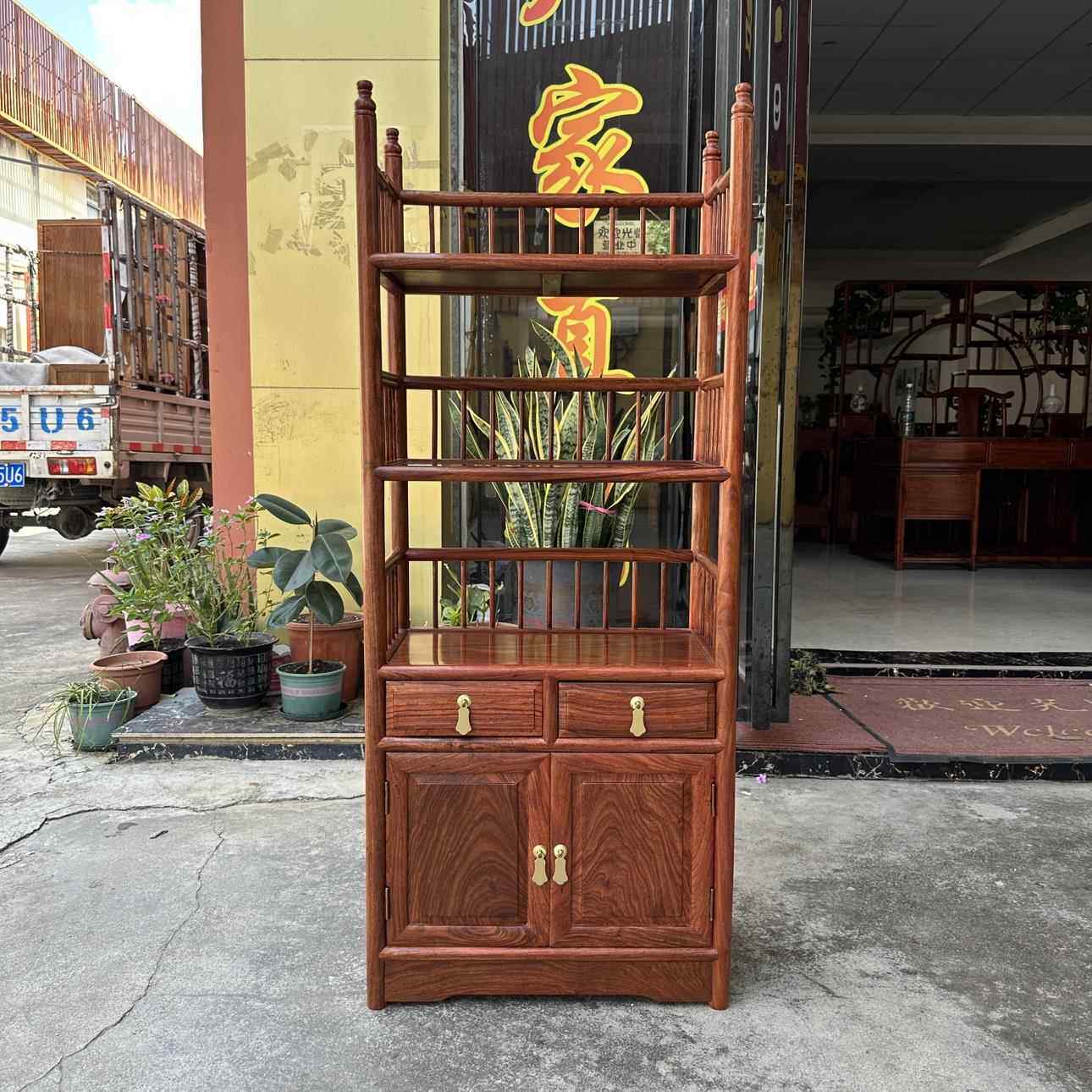 红木刺猬紫檀多层置物架小书架花梨木客厅柜实木储物餐柜茶水柜