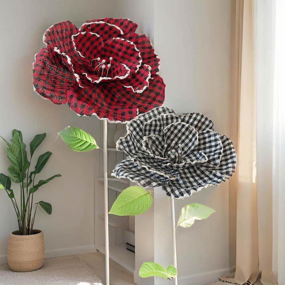 仿真花格子虞美人玫瑰婚礼路引户外活动布置橱窗展示拍摄道具