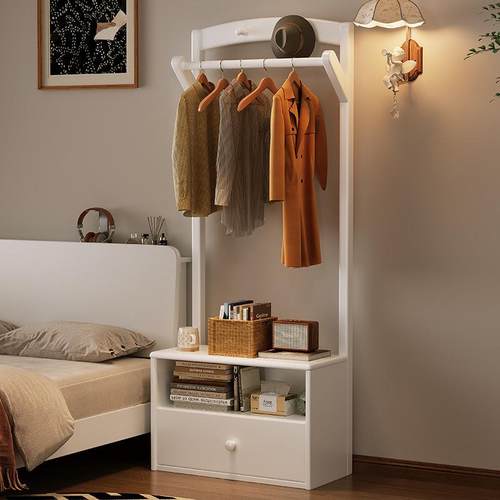 实木落衣帽架床头柜一体小户型挂地架衣卧室床头置物柜家用收cr40