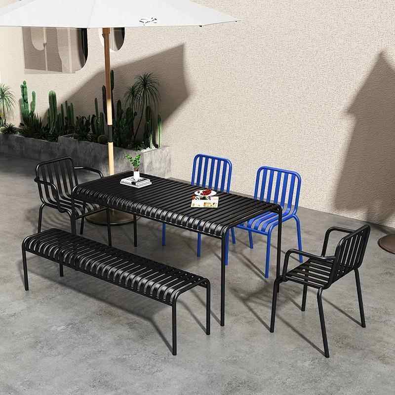 户外露天露台创意休闲桌椅酒吧咖啡厅室外花园铁艺成套桌椅组合