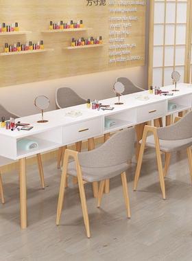 网红美甲桌日式木质甲美美桌子小型一人双人带抽屉美甲87628店桌