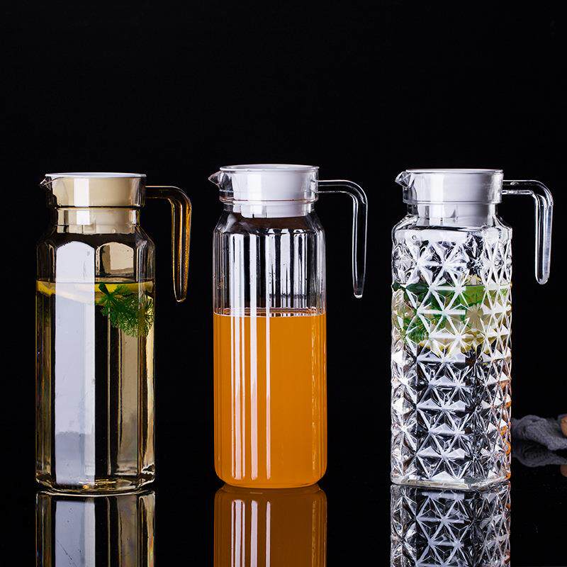 PC扎壶亚克力条纹壶塑料冷水壶透明凉水壶八角壶果汁壶花茶壶