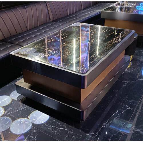 高端KTV发光钢化玻璃茶几大理石酒吧夜总会所歌厅专用音乐清吧