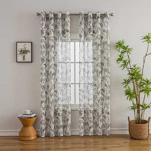 绍兴窗帘户外亚麻杆印花成品外贸款 穿现货窗纱窗纱打孔