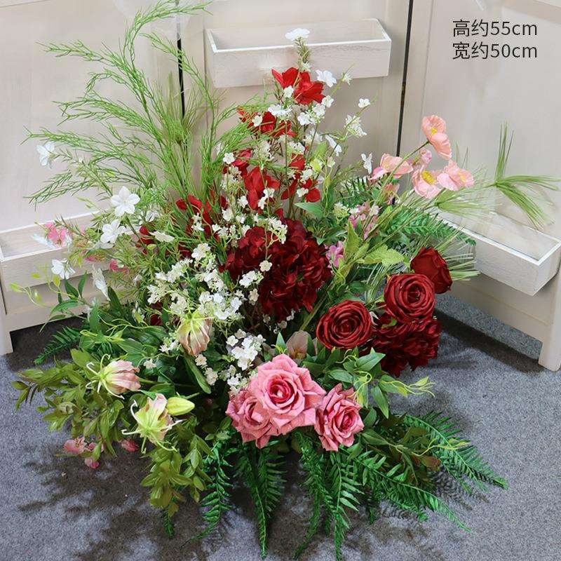 森系婚礼婚盆花庆布置装饰花路艺引地排花户外绿植真绿色仿LVP绢