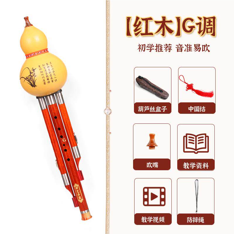 正品新 天然艺葫芦红木音管葫 芦丝 C调B调降成人儿童初学演奏型