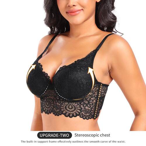 High support body shaping vest style lace bra v