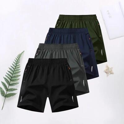 5-Pack, Men's Solid Color Zipper Pocket Shorts - Summer