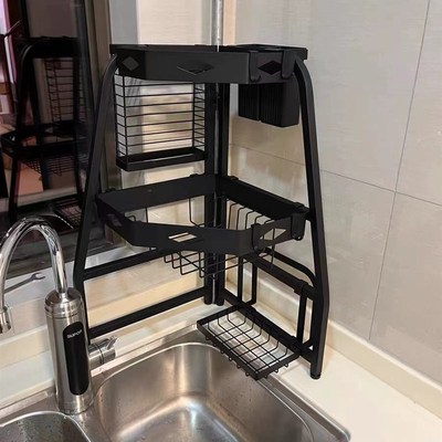转角水槽置物架碗碟架厨房洗碗池角落收纳层架晾碗架沥水架水槽上