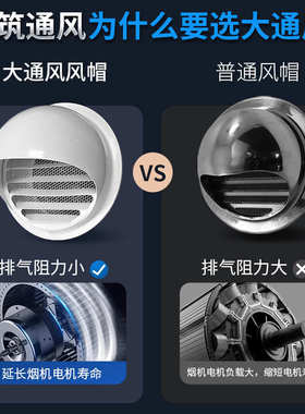 白色新风系统管罩排风防雨防风帽外墙透气帽通风系统不锈钢风帽