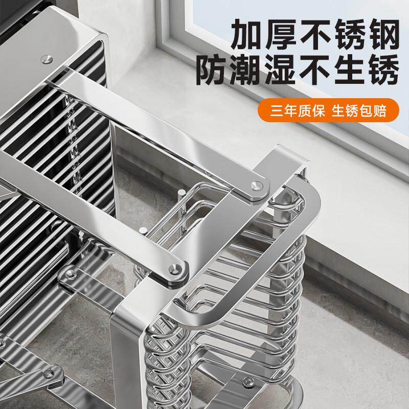 厨房不锈钢碗架沥水架家用双层可折叠多功能放碗筷碗碟杯具收纳架
