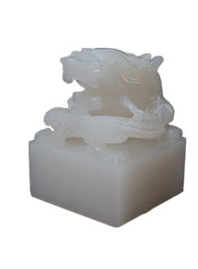 阿富汗白玉镂空龙头印章摆件   家居玉石印章摆饰批发