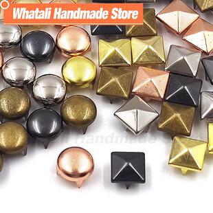 100Pcs Studs Square Round Metal Spike Rivets 12mm