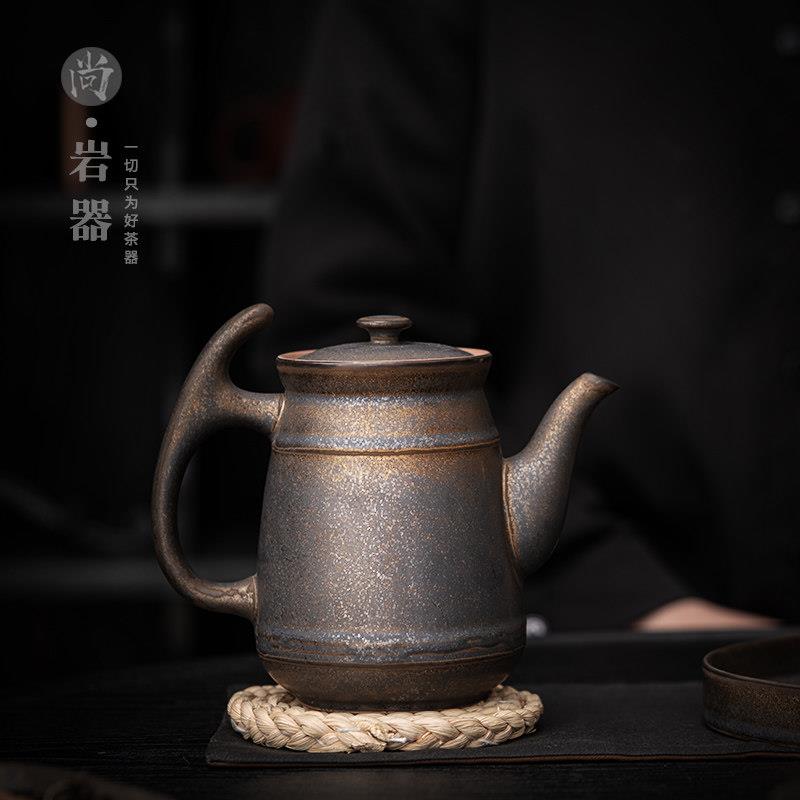尚岩复古茶壶陶瓷家用大容量单壶大号泡茶壶餐厅用花茶壶茶具水壶