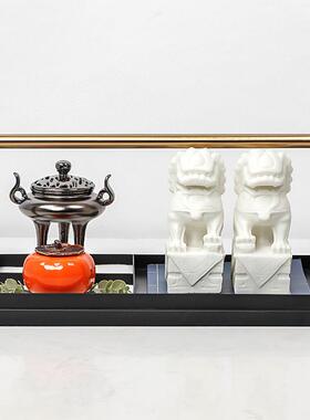 新中式茶几套装组合客厅金属托盘摆件书房样板间茶室桌面软装饰品