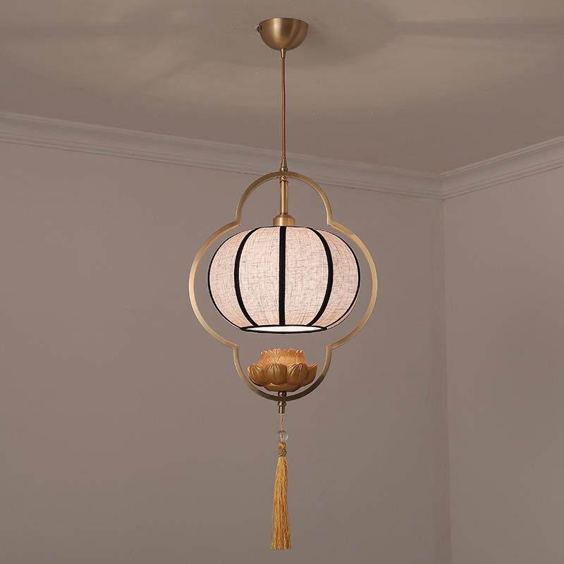 全铜新中式吊灯轻奢卧室床头灯禅意古典中餐厅饭店茶室过道红灯笼