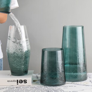 陶瓷花瓶透明玻璃创意瓶贵水培富竹客厅插装饰花摆陶瓷花瓶件晨曦